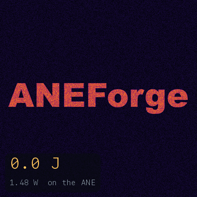 A Gray-Scott reaction-diffusion system grown from the word ANEForge into a branching labyrinth on the Apple Neural Engine