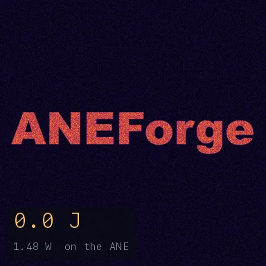 A Gray-Scott reaction-diffusion system grown from the word ANEForge into a branching labyrinth on the Apple Neural Engine